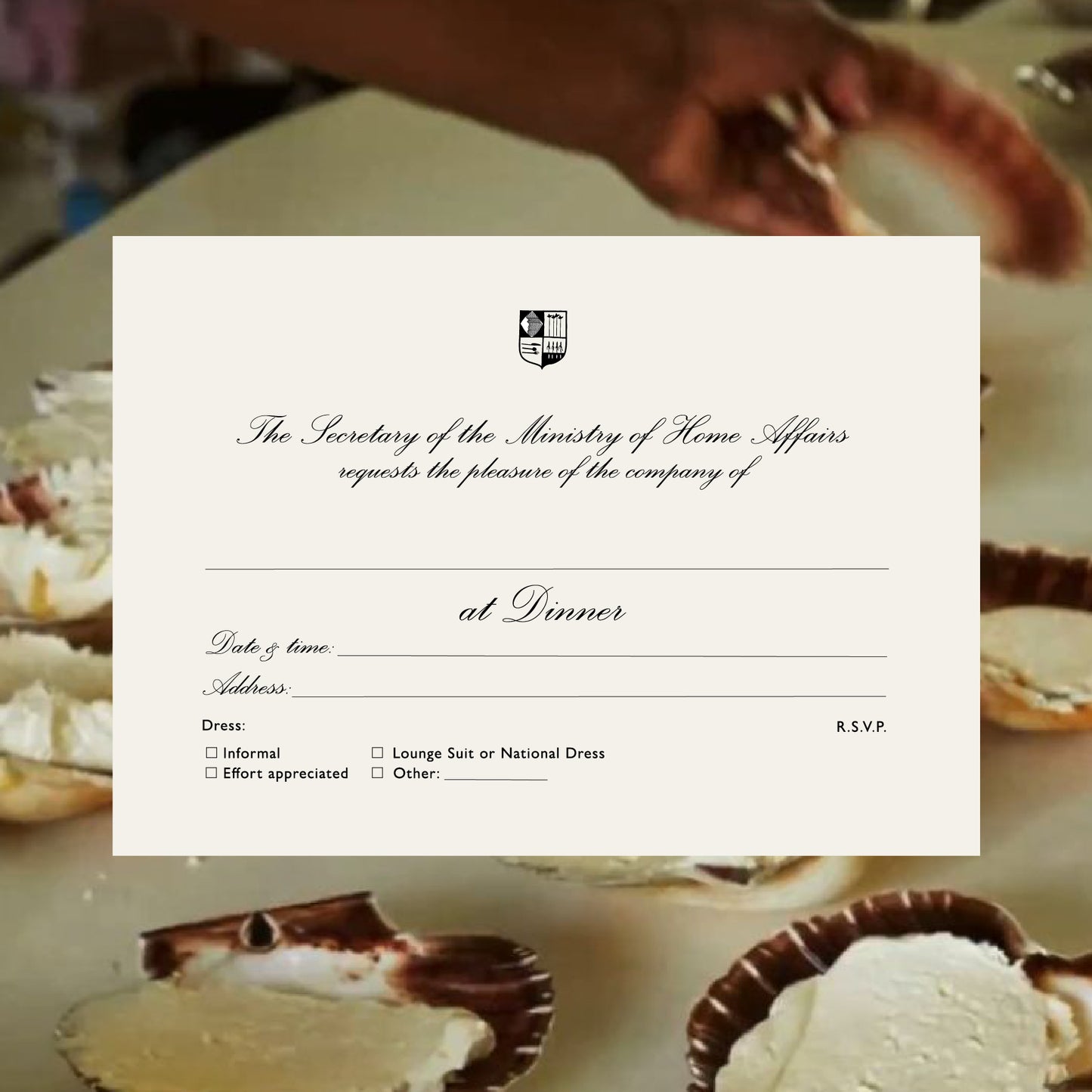 Diplomat dinner invitation set | 7x5"