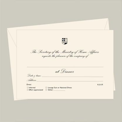 Diplomat dinner invitation set | 7x5"