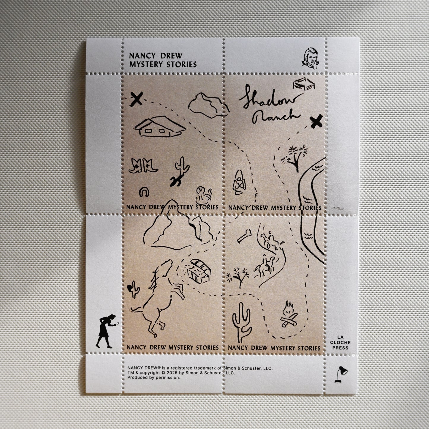Nancy Drew "Shadow Ranch" stamps | 4.25x5.5"