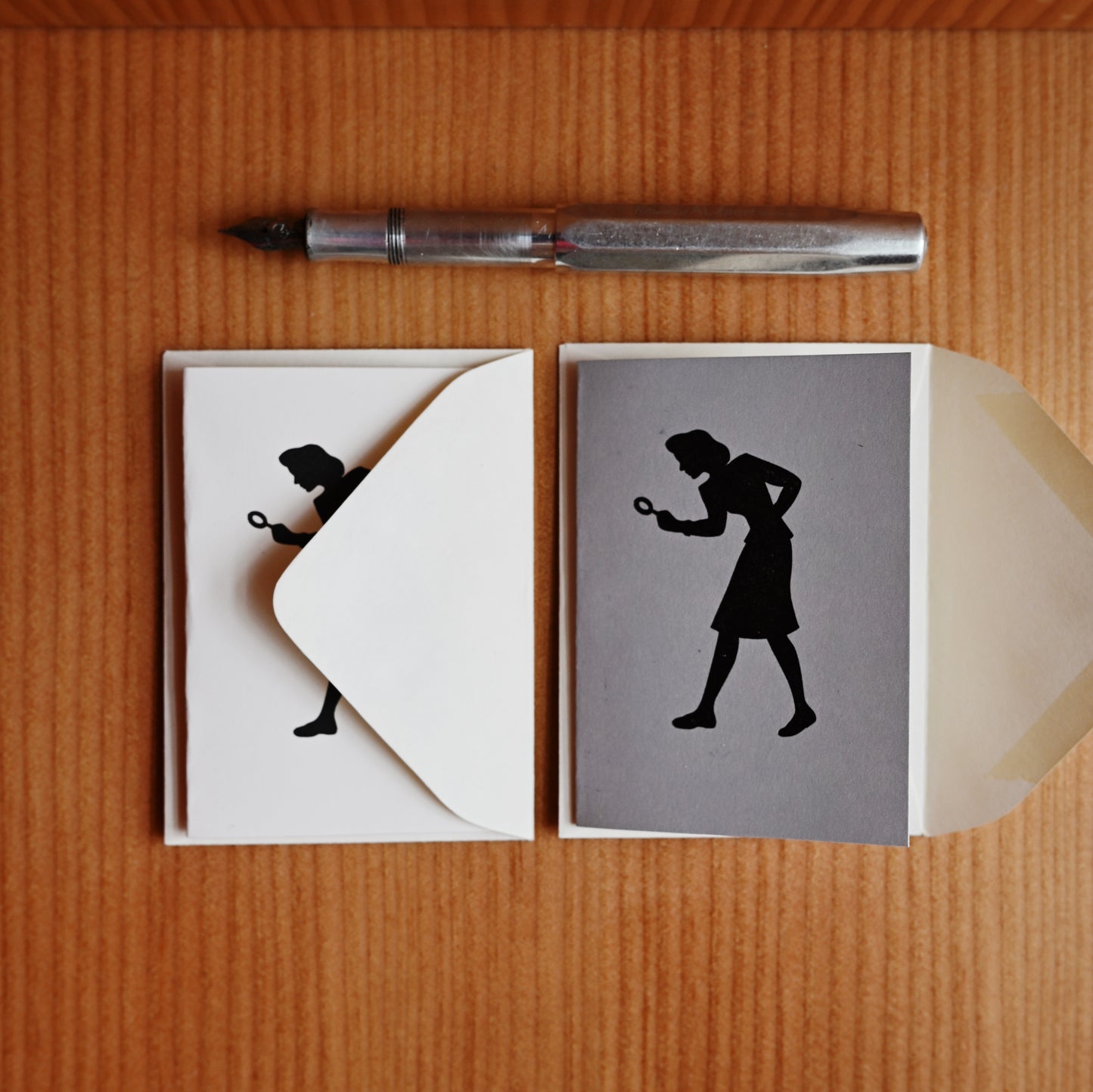 Nancy Drew silhouette | 2 mini letterpress greeting cards