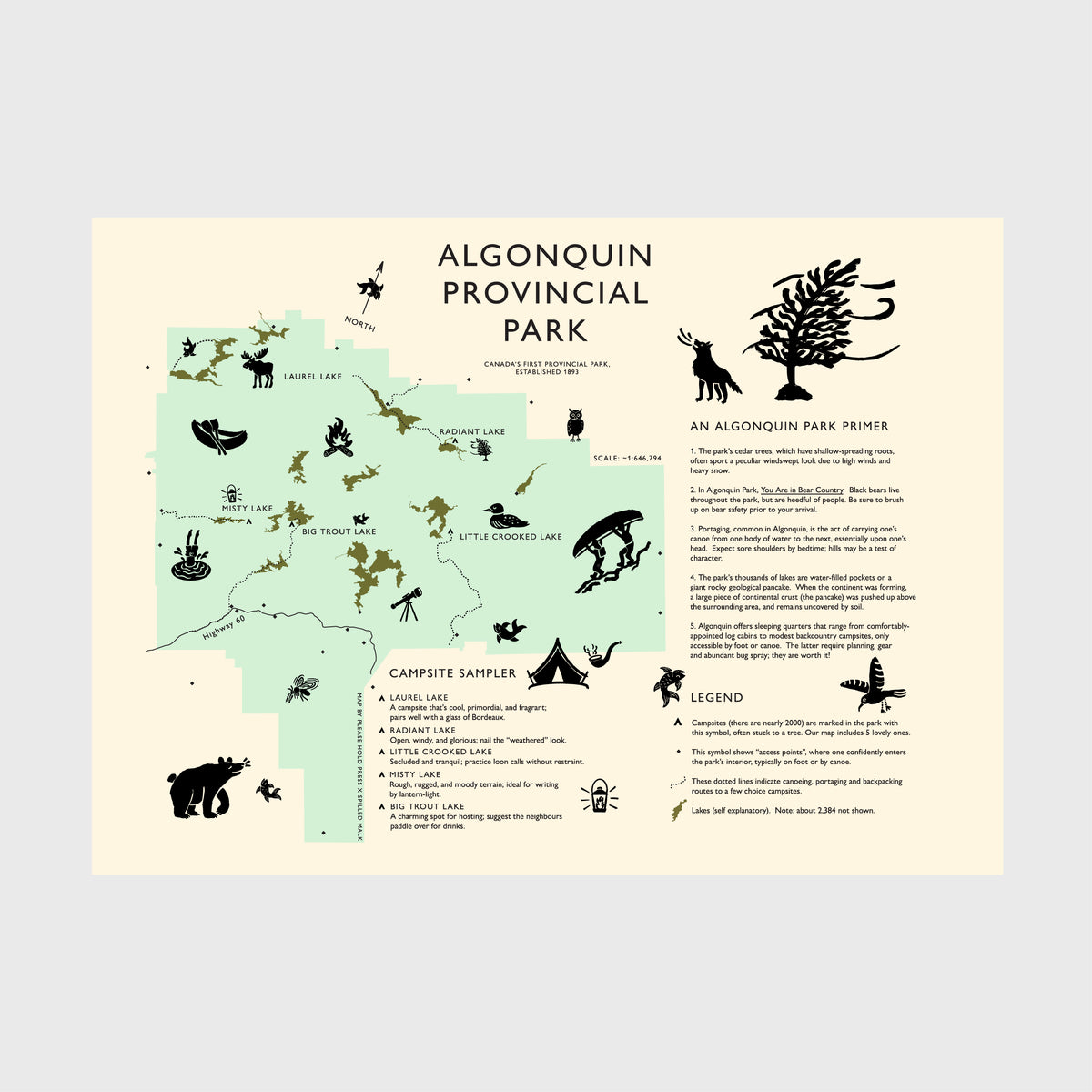 Algonquin Park map | 10.5x13.5"