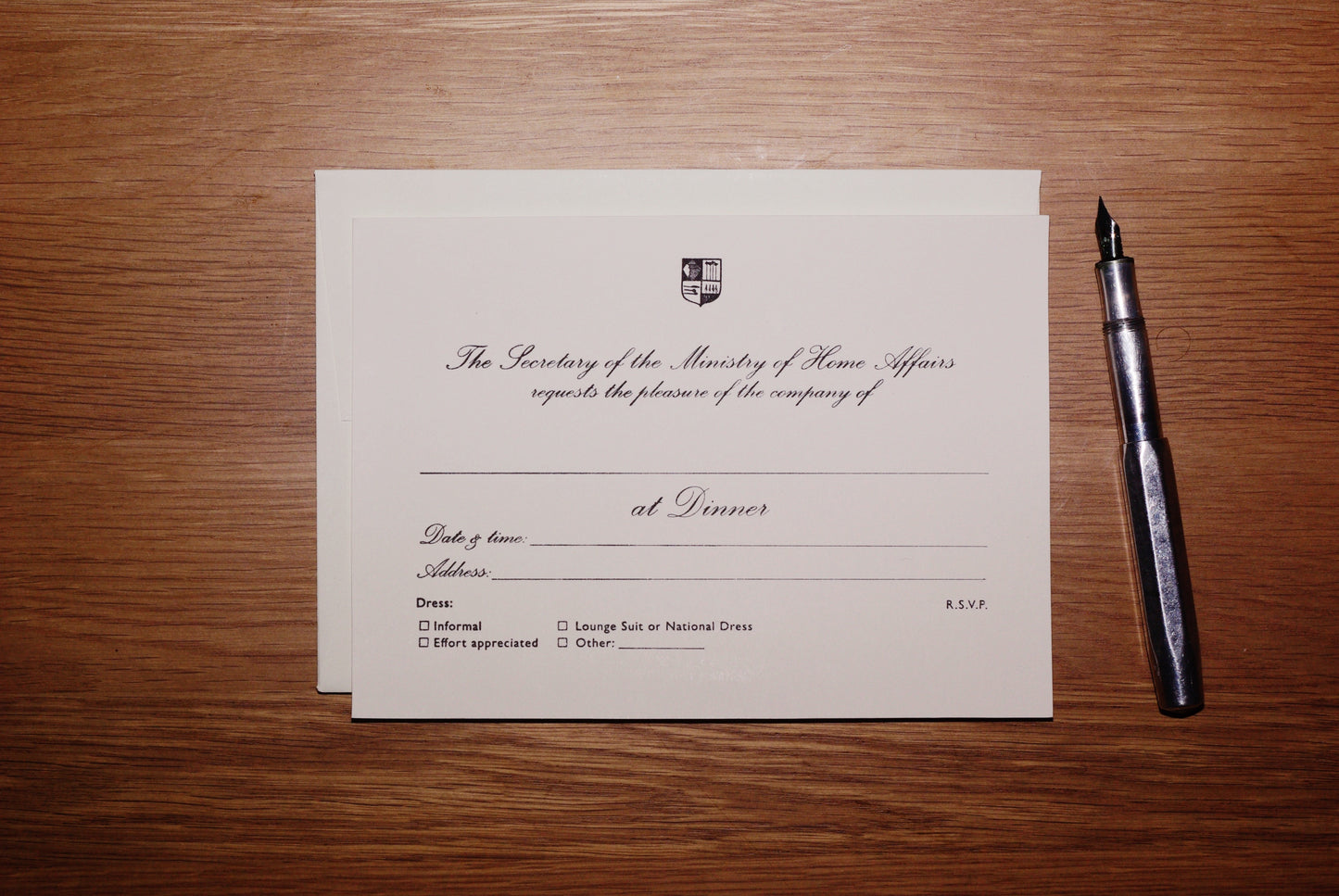 Diplomat dinner invitation set | 7x5"