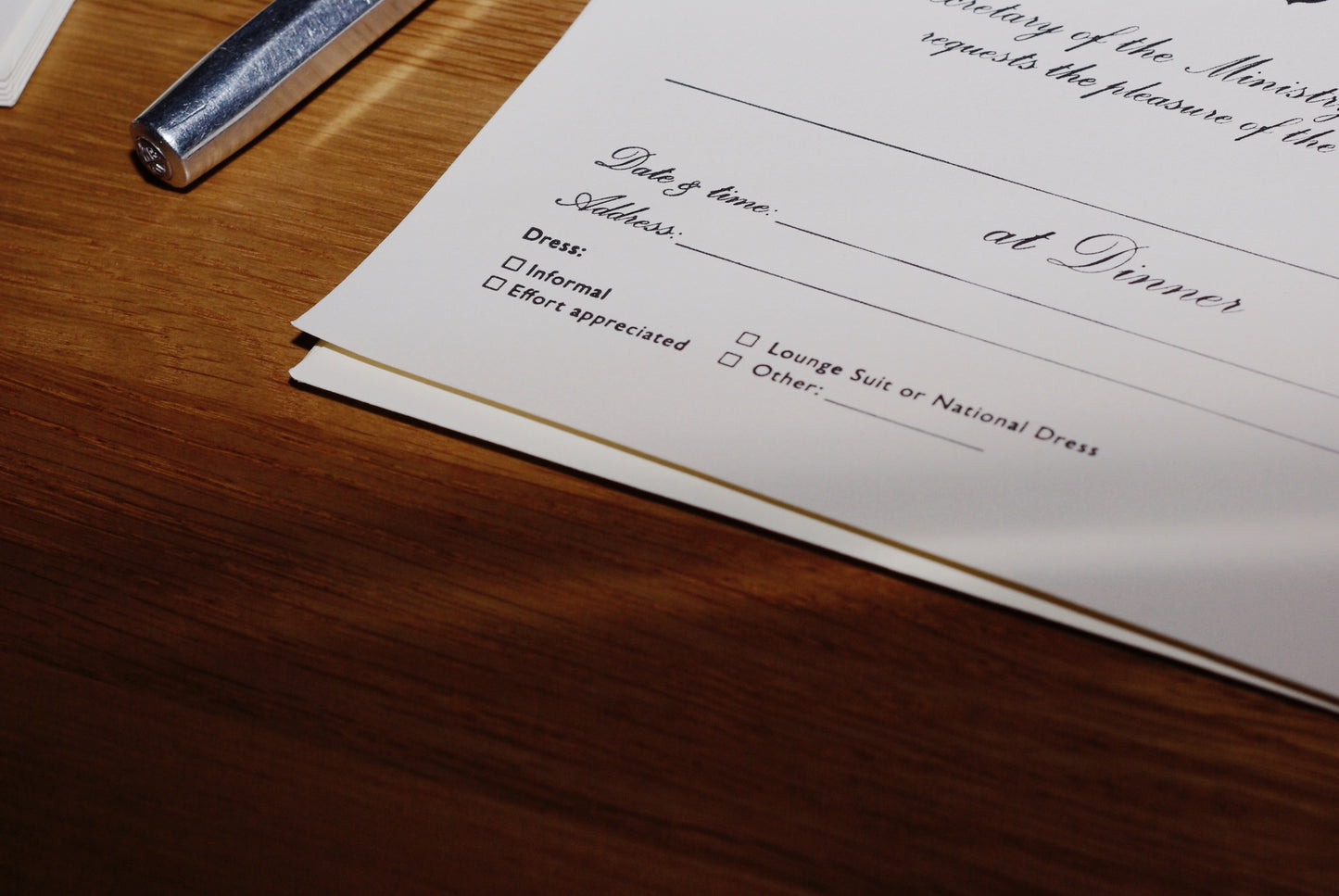 Diplomat dinner invitation set | 7x5"
